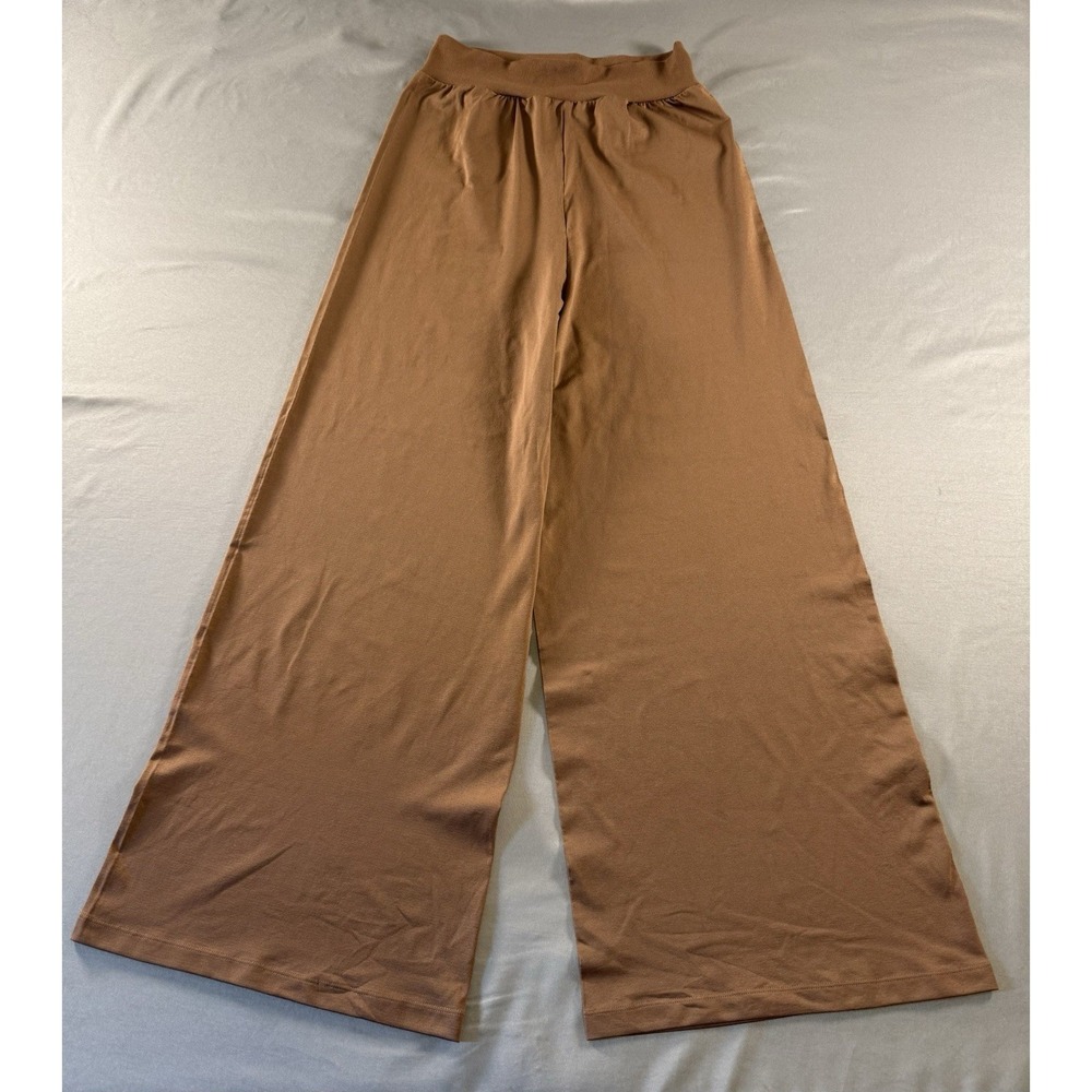 OQQ Wide Leg Swing Pants Women's Brown High Waisted Loungewear Stretchy Medium
